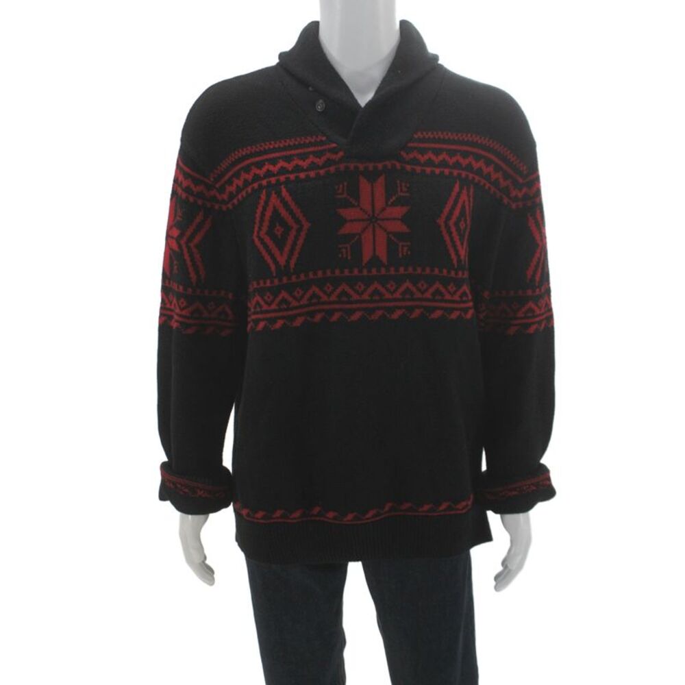 Polo Ralph Lauren Mens Pullover Fair Isle Black Long Sleeve Size 2XL